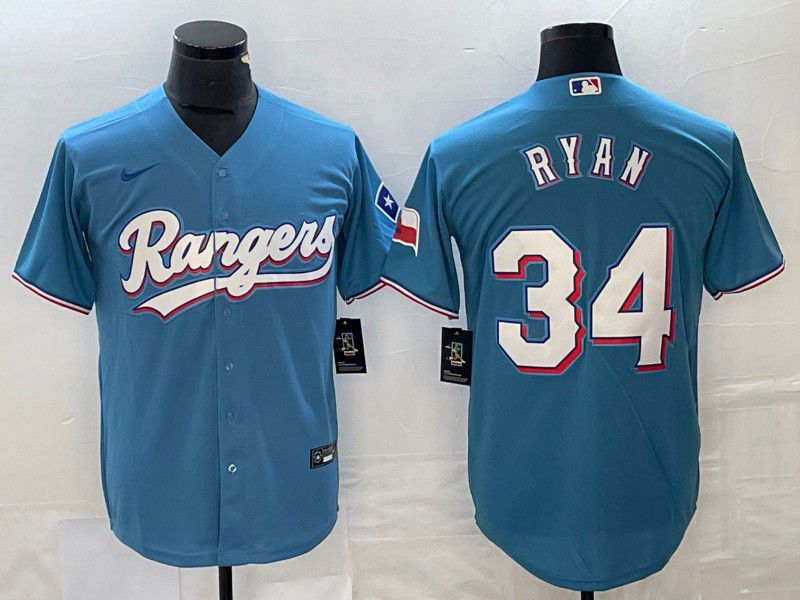Men Texas Rangers #34 Ryan Light Blue Game Nike 2023 MLB Jersey->texas rangers->MLB Jersey